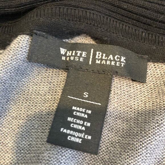 WHBM gray black chevron open front draped cardigan size Small - Picture 6 of 14